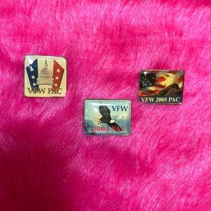 3 VFW Tac Pin Lapel Pins VFW PAC ,  2004 and 2005